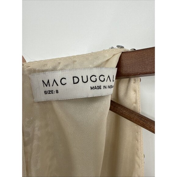 SOLD Mac Duggal Size 8 Sequined Faux Wrap Ruffle Cap Sleeve Gown Dress 70113 - Picture 8 of 11